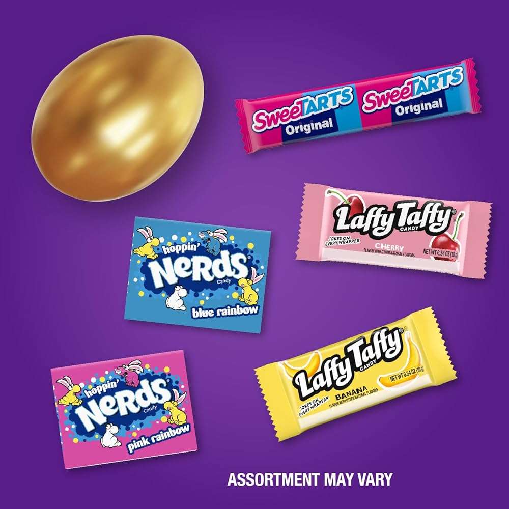 Wonka Golden Egg Plastic Egg Hunt Mix, Candy Variety Pack Prefilled Easter Eggs, Pack of 12 - Image 5
