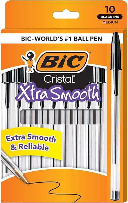 BIC Cristal Xtra Smooth Ballpoint Pen, Medium Point (1.0mm), Black, For Everyday Writing Activities, 10-Count - Image 3