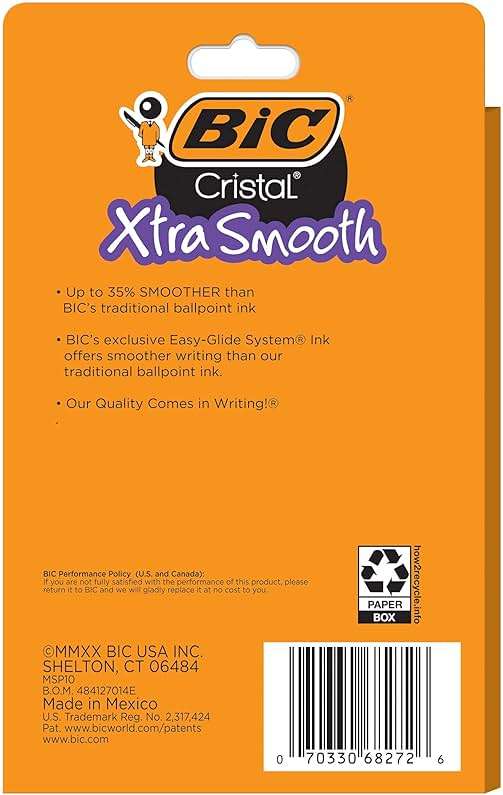 BIC Cristal Xtra Smooth Ballpoint Pen, Medium Point (1.0mm), Black, For Everyday Writing Activities, 10-Count - Image 4