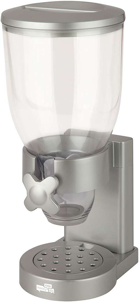 Honey-Can-Do Zevro Indispensable Single Dry Food Dispenser – Countertop Cereal Dispenser with Portion Control, 17.5 oz Capacity, Airtight BPA-Free Food Storage, Silver - Image 1