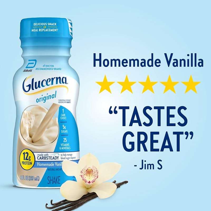 Glucerna Original Diabetes Care Shake, Homemade Vanilla, Diabetic Meal Replacement to Support Blood Sugar Management, 10g Protein, 180 Calories, Ready to Drink, 8-fl-oz Bottle, 24 Pack - Image 10