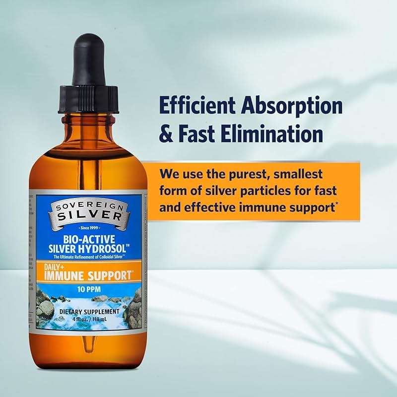 Sovereign Silver Immune Support - Colloidal Silver, Bio-Active Silver Hydrosol, 10 ppm, Liquid Dropper, 4 Fl Oz, (118 mL) - Image 4