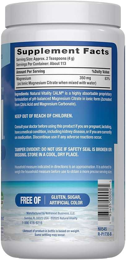 Natural Vitality Calm, Magnesium Supplement, Anti-Stress Drink Mix Powder, Gluten Free, Vegan, & Non-GMO, Original Unflavored, 16 oz - Image 2