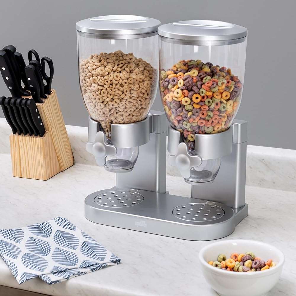 Zevro /GAT202 Indispensable Dry Food Dispenser, Dual Control, Silver - Image 2