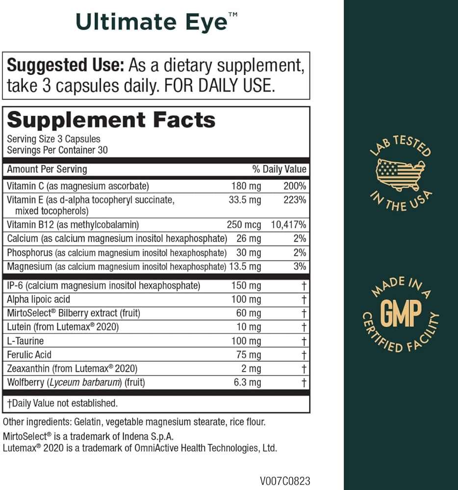 Ultimate Eye Support by Purity Products - 10 mg of Lutein w/Lutemax 20/20, 100 mg of Alpha Lipoic Acid, 2 mg Zeaxanthin Eye Vitamins - Clinically Studied - Blue Light Wave Protection - 90 Capsules - Image 2
