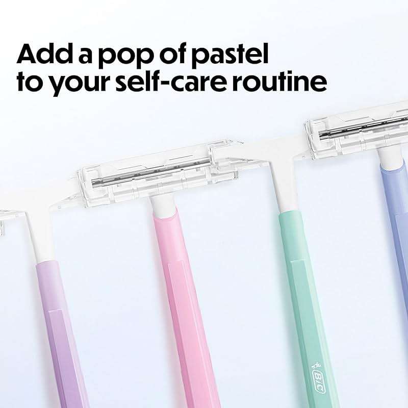 BIC Silky Touch Women's Disposable Razors, With 2 Blades, Pretty Pastel Razor Handles, 10 Count Pack of Shaving Razors - Image 6