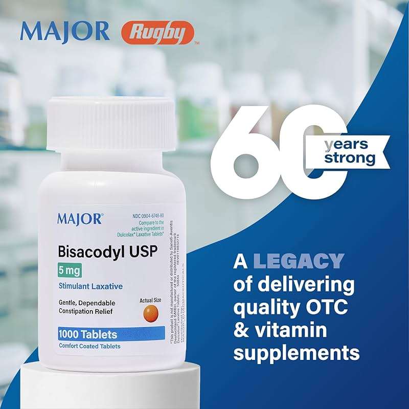 MAJOR Bisacodyl 5 mg - Comfort Coated Stimulant Laxative for Gentle, Dependable, Constipation Relief - 1000 Tablets (1 Pack) - Image 2