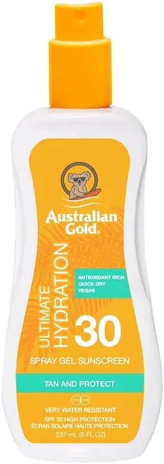 Australian Gold Spray Gel Sunscreen, SPF 30, 8 Ounce | Moisture Max | Infused with Aloe Vera | Broad Spectrum | Water Resistant - Image 1