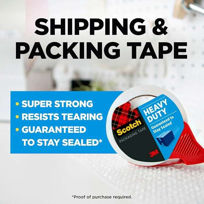 Scotch Heavy Duty Shipping Packing Tape, Clear, Shipping and Packaging Supplies, 1.88 in. x 54.6 yd., 4 Tape Rolls with 4 Dispensers - Image 2