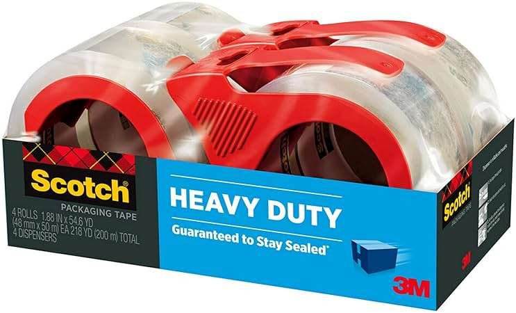 Scotch Heavy Duty Shipping Packing Tape, Clear, Shipping and Packaging Supplies, 1.88 in. x 54.6 yd., 4 Tape Rolls with 4 Dispensers - Image 12