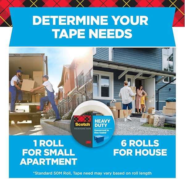 Scotch Heavy Duty Shipping Packing Tape, Clear, Shipping and Packaging Supplies, 1.88 in. x 54.6 yd., 4 Tape Rolls with 4 Dispensers - Image 5
