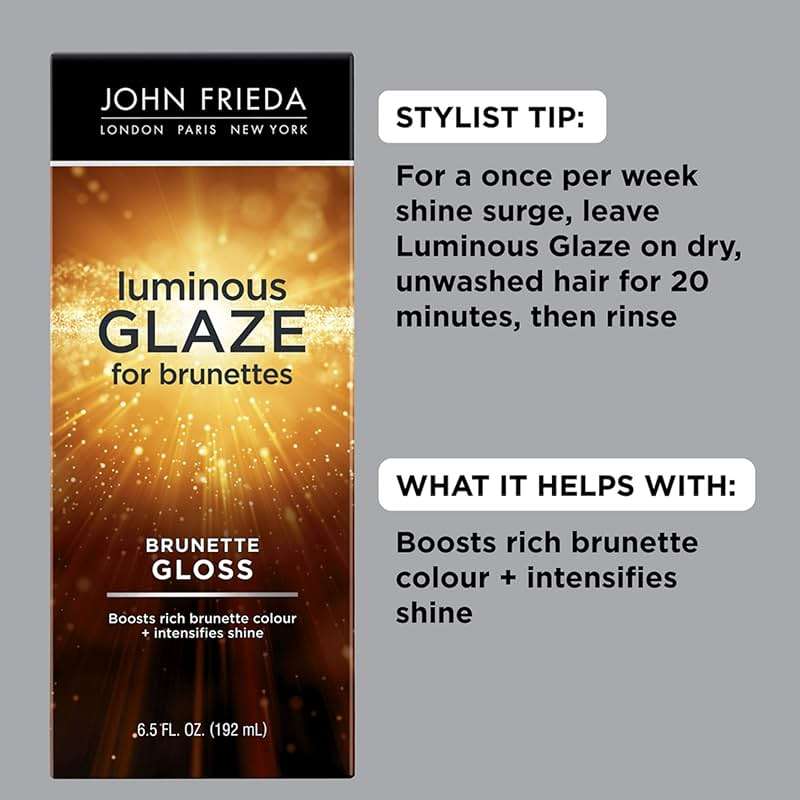John Frieda Brilliant Brunette Luminous Glaze, Hair Gloss Enhances Rich Color and Boosts Shine for Silky Brunette Hair, Enhances While Mending Damaged Hair Surfaces, 6.5 Oz - Image 2