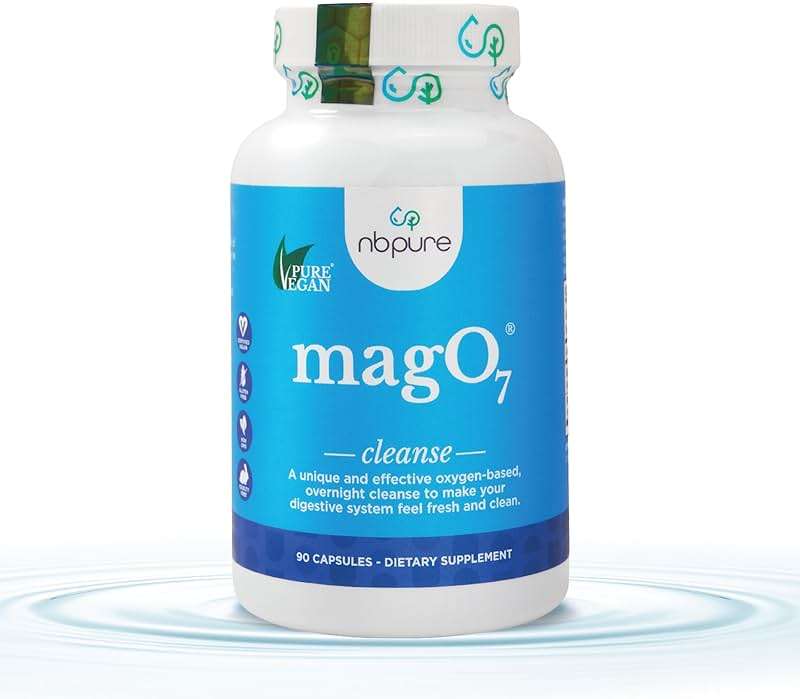 nbpure MagO7 - Natural Colon Cleanse & Detox | Occasional Constipation Relief, Stool Softening, & Bloating Support for Men & Women | Ozonated Magnesium Oxide, 90 Capsules - Image 1