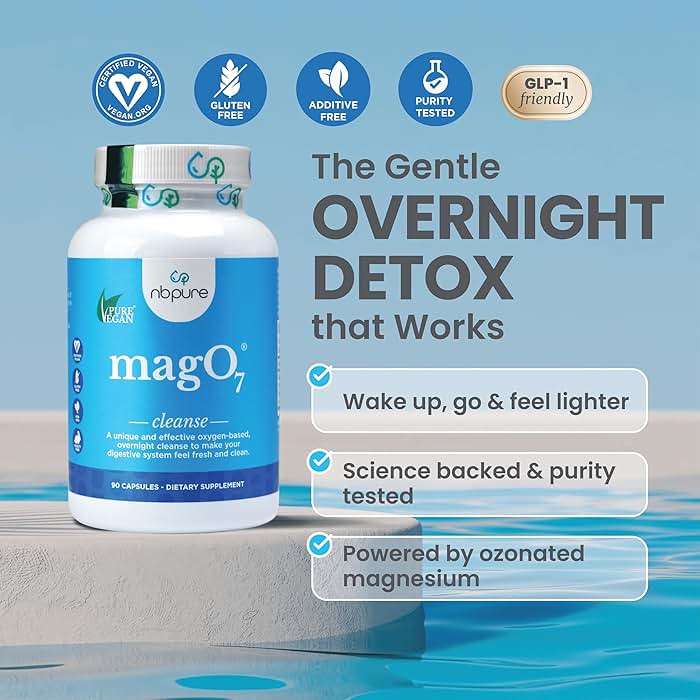 nbpure MagO7 - Natural Colon Cleanse & Detox | Occasional Constipation Relief, Stool Softening, & Bloating Support for Men & Women | Ozonated Magnesium Oxide, 90 Capsules - Image 2
