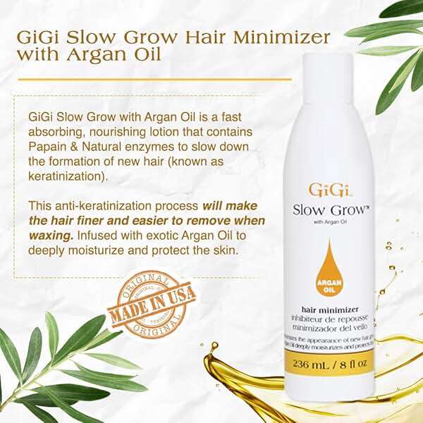 GiGi Post Waxing Treatment, Slow Grow Hair Inhibitor Lotion with Argan Oil, Hair Growth Minimizer for Men and Women, 8 oz, 1 Pack - Image 4