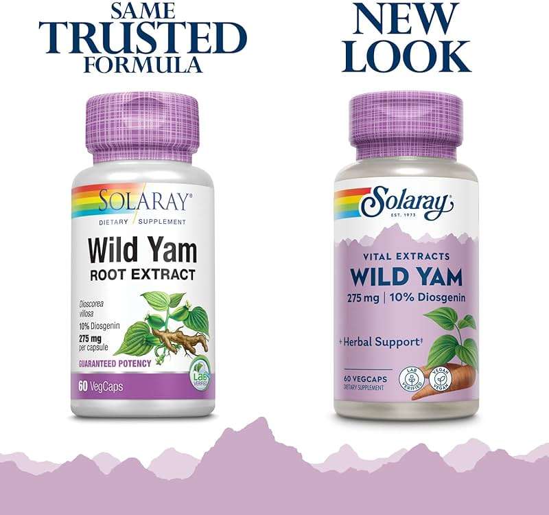 SOLARAY Guaranteed Potency Wild Yam Root Extract Root Extract, Veg Cap (Btl-Plastic) 275mg | 60ct - Image 2
