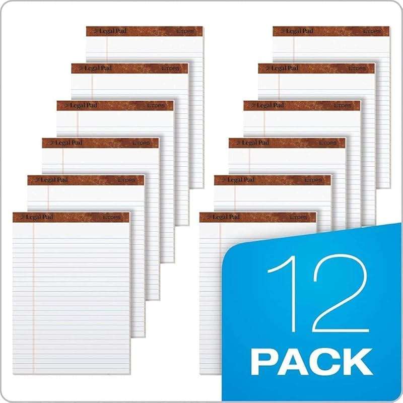 TOPS 8.5 x 11 3/4 Legal Pads, 12 Pack, The Legal Pad Brand, Wide Ruled, White Paper, 50 Sheets Per Writing Pad, Made in the USA (7533) - Image 6