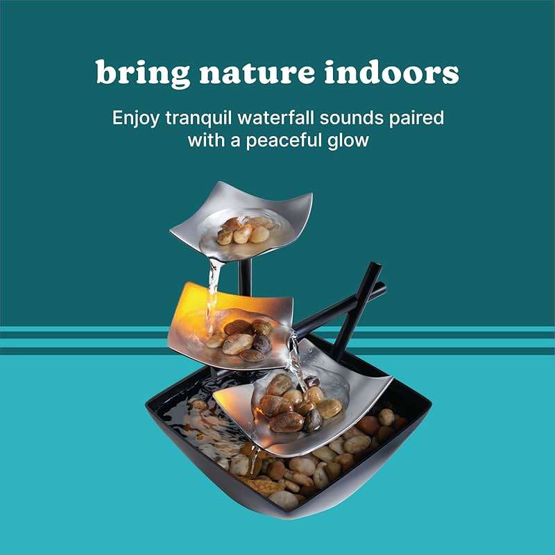Homedics Tabletop Water Fountain, Home Décor Soothing Sound Machine - Automatic Pump, Deep Basin & Natural River Rocks. Indoor Zen Relaxation for Office, Living Room, or Bedroom, 8.25” Tall - Image 6