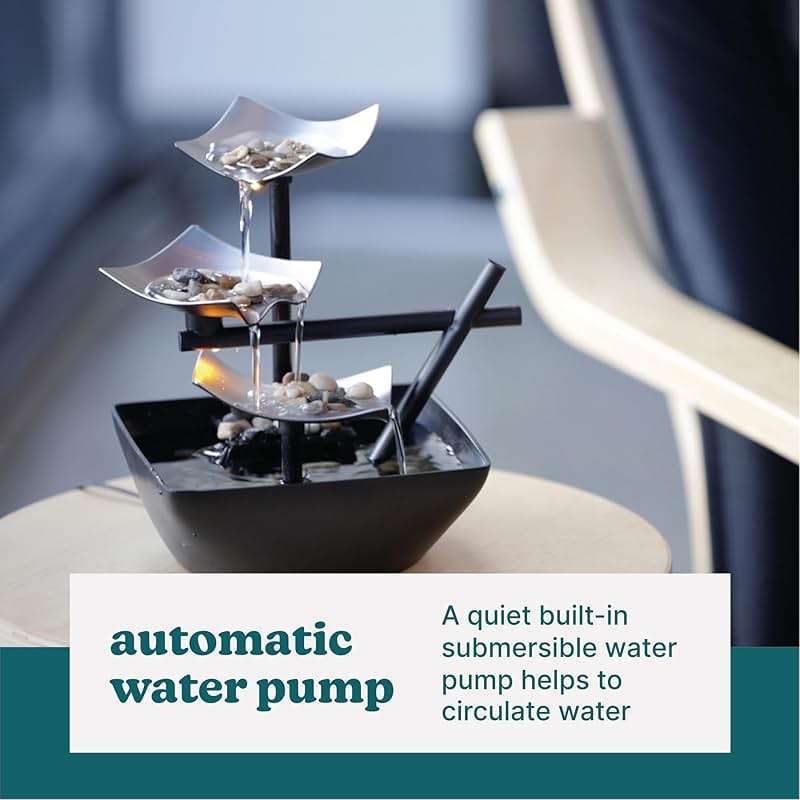 Homedics Tabletop Water Fountain, Home Décor Soothing Sound Machine - Automatic Pump, Deep Basin & Natural River Rocks. Indoor Zen Relaxation for Office, Living Room, or Bedroom, 8.25” Tall - Image 8