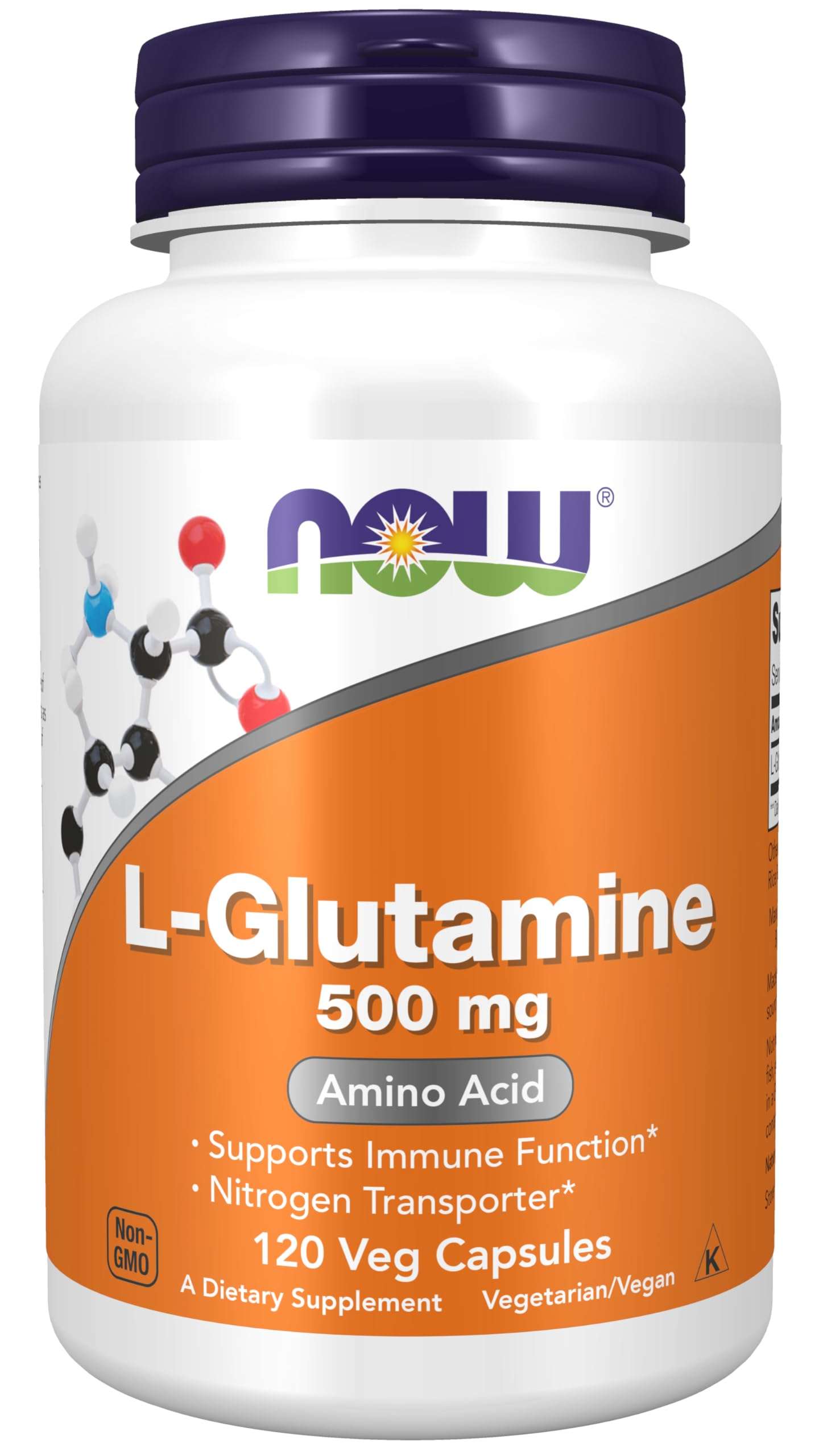 NOW Foods Supplements, L-Glutamine 500 mg, Nitrogen Transporter*, Amino Acid, 120 Veg Capsules - Image 1