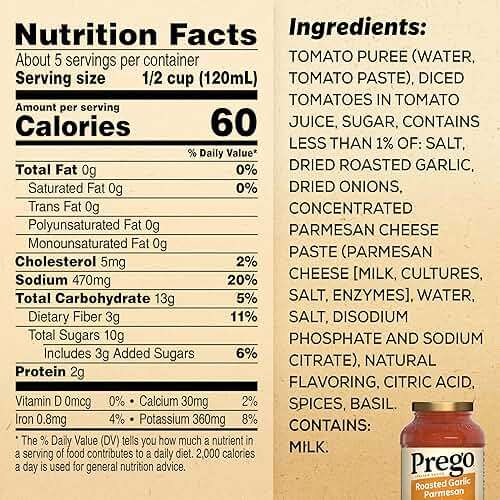 Prego Pasta Sauce, Italian Tomato Sauce with Roasted Garlic & Parmesan Cheese, 24 oz Jar - Image 2