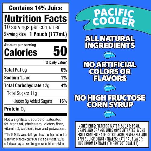 Capri Sun Flavored with Other Natural Flavor Juice Drink Blend, 10 Pouches, for School Lunches and On-the-Go Hydration, Pacific Cooler, All Natural Ingredients, 6 fl oz - Image 2