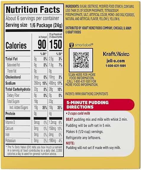 Jell-O Banana Cream Artificially Flavored Instant Pudding & Pie Filling Mix, Family Size, 5.1 oz. Box - Image 2