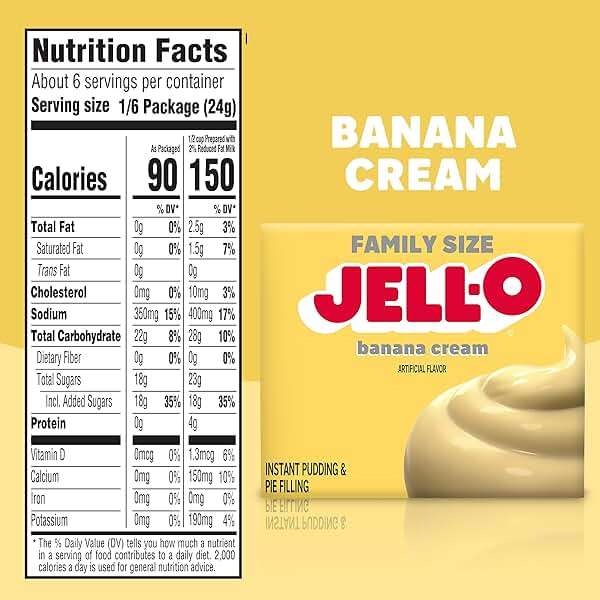 Jell-O Banana Cream Artificially Flavored Instant Pudding & Pie Filling Mix, Family Size, 5.1 oz. Box - Image 4