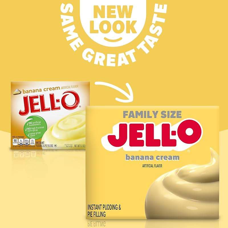 Jell-O Banana Cream Artificially Flavored Instant Pudding & Pie Filling Mix, Family Size, 5.1 oz. Box - Image 5
