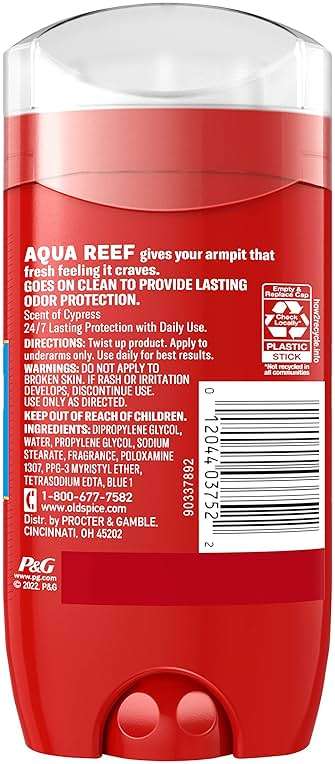 Old Spice Aluminum Free Deodorant for Men, 24/7 Odor Protection, 24/7 Freshness & Lasting Scent, Aqua Reef with Cypress Scent, 3.0 oz - Image 7
