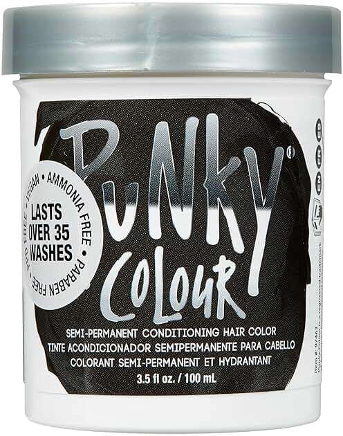 Punky Ebony Semi Permanent Hair Color - Vegan & Cruelty-Free Conditioning Hair Dye, Lasts Up to 35 Washes, 3.5 fl oz - Image 1