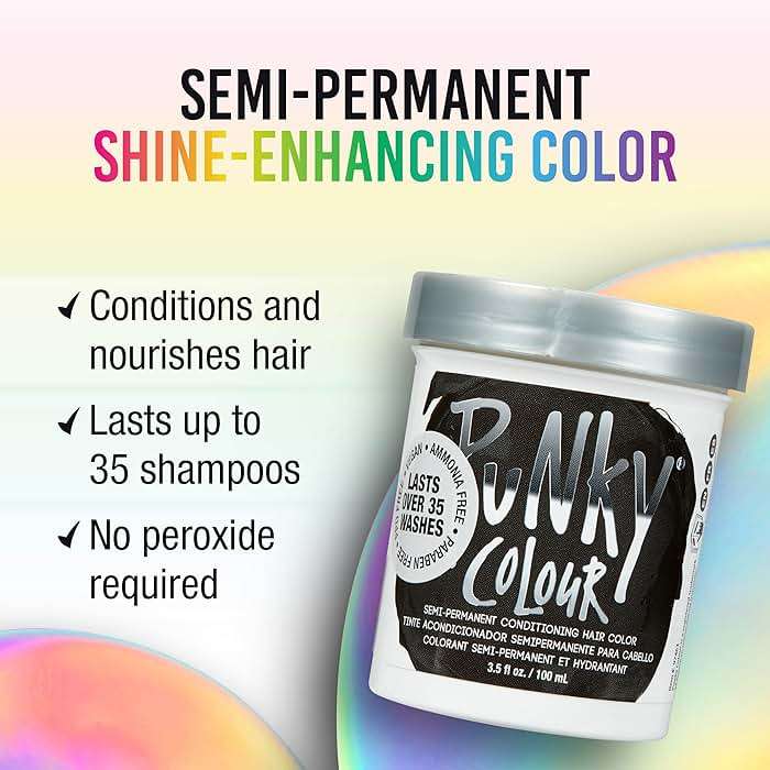 Punky Ebony Semi Permanent Hair Color - Vegan & Cruelty-Free Conditioning Hair Dye, Lasts Up to 35 Washes, 3.5 fl oz - Image 2