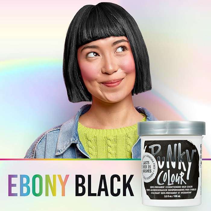 Punky Ebony Semi Permanent Hair Color - Vegan & Cruelty-Free Conditioning Hair Dye, Lasts Up to 35 Washes, 3.5 fl oz - Image 3