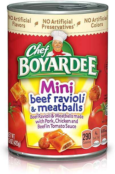 Chef Boyardee Mini Beef Ravioli and Meatballs, 15 Oz Can - Image 1