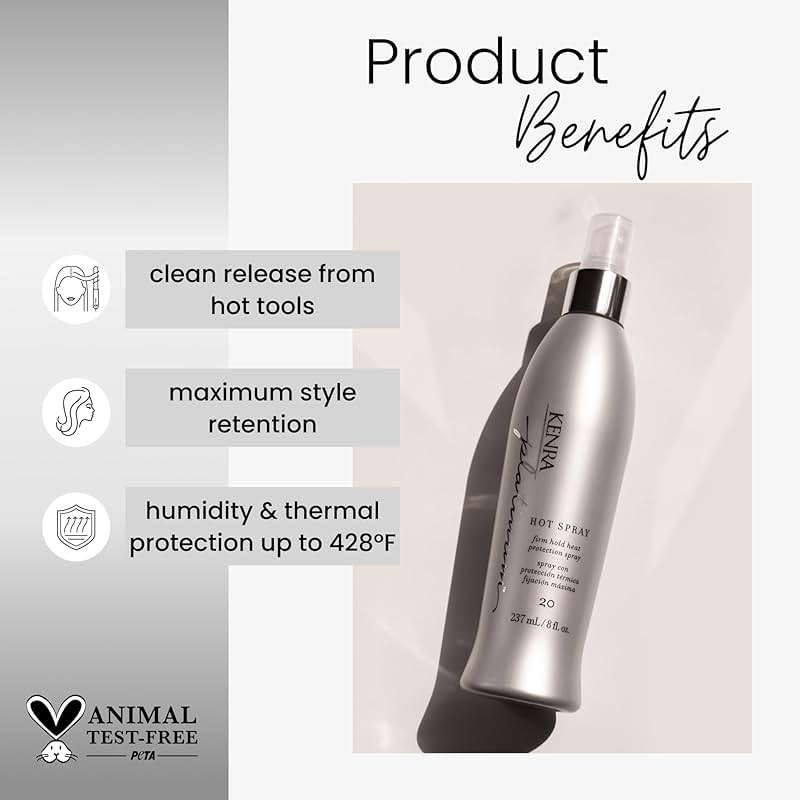 Kenra Platinum Hot Spray 20 | Heat Protection Styler | Long-Lasting, Firm Hold | Adds Vibrant Shine | Humidity & Thermal Protection | Clean Release From Heated Tools | All Hair Types - Image 2