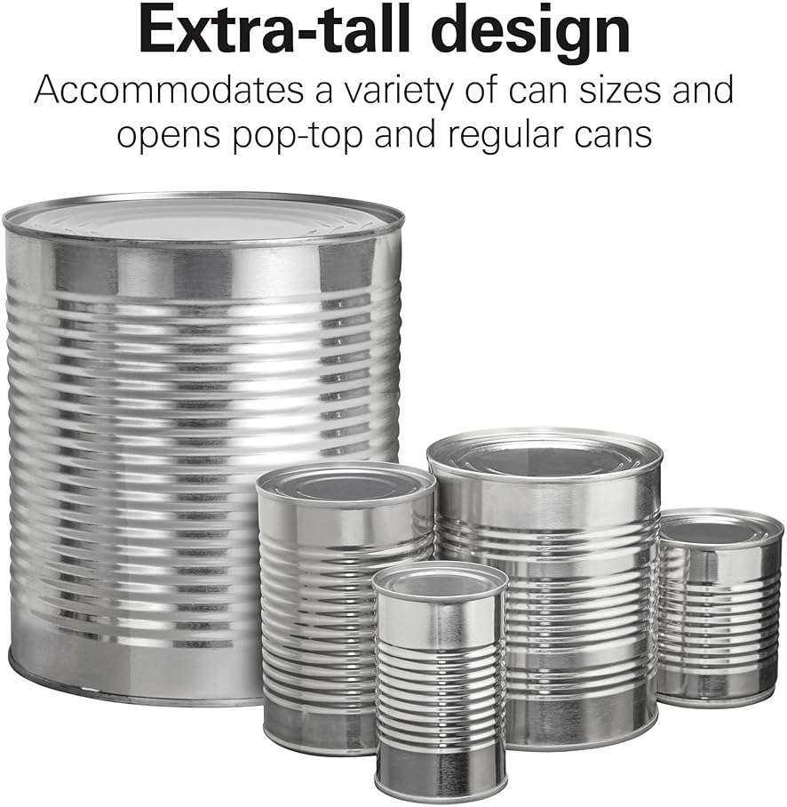 Hamilton Beach Smooth Edge Electric Automatic Can Opener for Kitchen with Easy Push Down Lever, Extra Tall, Includes Stainless Steel Scissors, Black and Chrome (76607) - Image 6