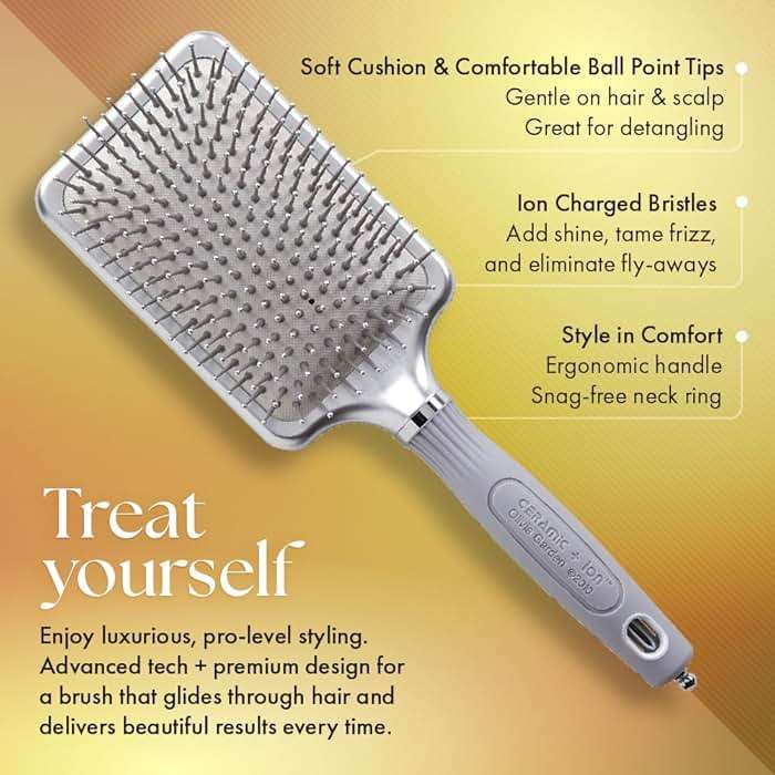 Olivia Garden Ceramic + Ion XL Pro Hair Brush - Paddle Brush for All Hair Types - Smooths and Adds Shine - Image 2