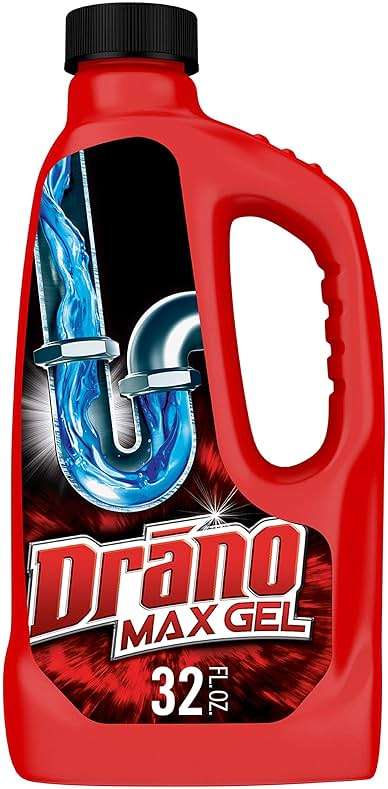 Drano Max Gel Drain Clog Remover & Cleaner, Fast-Acting to Unclog Standing Water & Remove Hair, Grease & Food Blockages, Safe for all Pipes & Septic, Kitchen Sinks, Bathroom Showers & Tubs, 32 Oz - Image 1