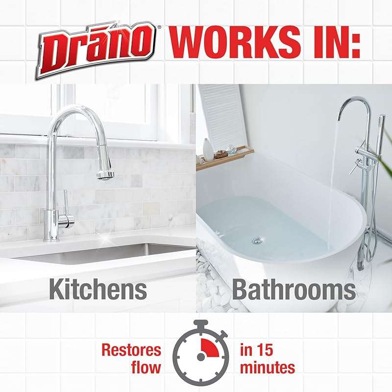 Drano Max Gel Drain Clog Remover & Cleaner, Fast-Acting to Unclog Standing Water & Remove Hair, Grease & Food Blockages, Safe for all Pipes & Septic, Kitchen Sinks, Bathroom Showers & Tubs, 32 Oz - Image 3