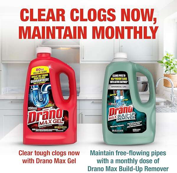 Drano Max Gel Drain Clog Remover & Cleaner, Fast-Acting to Unclog Standing Water & Remove Hair, Grease & Food Blockages, Safe for all Pipes & Septic, Kitchen Sinks, Bathroom Showers & Tubs, 32 Oz - Image 6