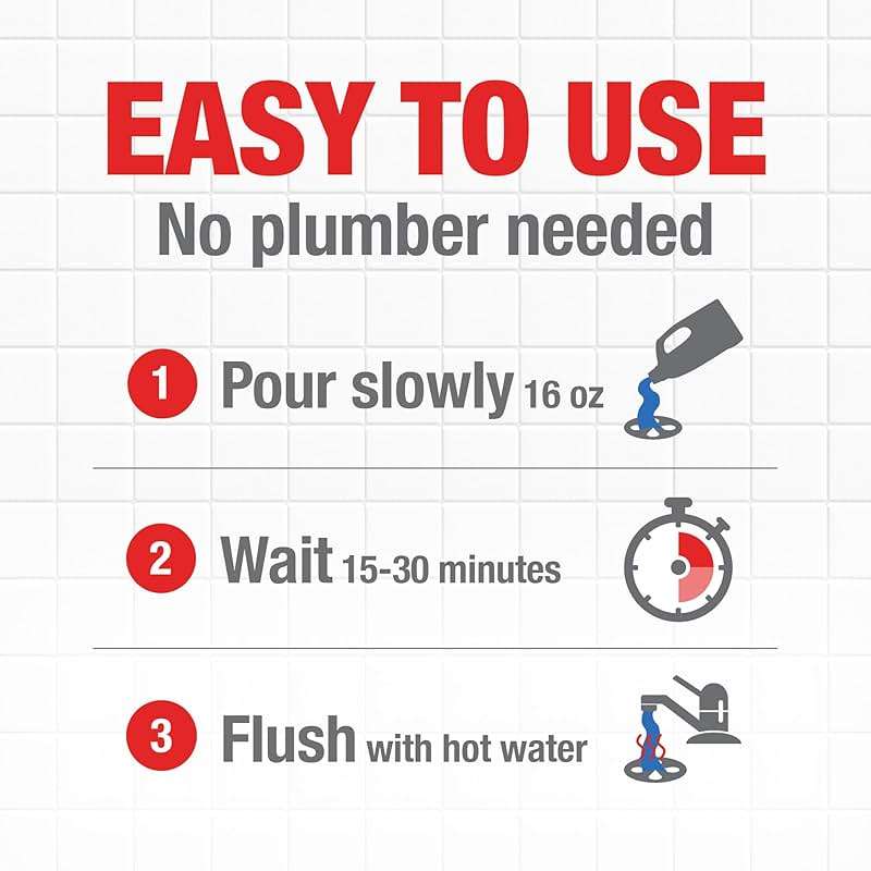 Drano Max Gel Drain Clog Remover & Cleaner, Fast-Acting to Unclog Standing Water & Remove Hair, Grease & Food Blockages, Safe for all Pipes & Septic, Kitchen Sinks, Bathroom Showers & Tubs, 32 Oz - Image 8