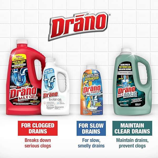 Drano Max Gel Drain Clog Remover & Cleaner, Fast-Acting to Unclog Standing Water & Remove Hair, Grease & Food Blockages, Safe for all Pipes & Septic, Kitchen Sinks, Bathroom Showers & Tubs, 32 Oz - Image 9