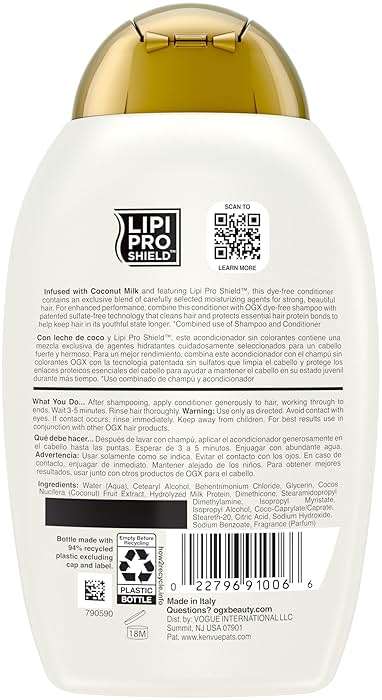 OGX Nourishing + Coconut Milk Conditioner, Hydrating & Restoring Conditioner Moisturizes for Soft Hair After the First Use, Parabens-Free, Sulfate-Free Surfactants, 13 fl. Oz - Image 7