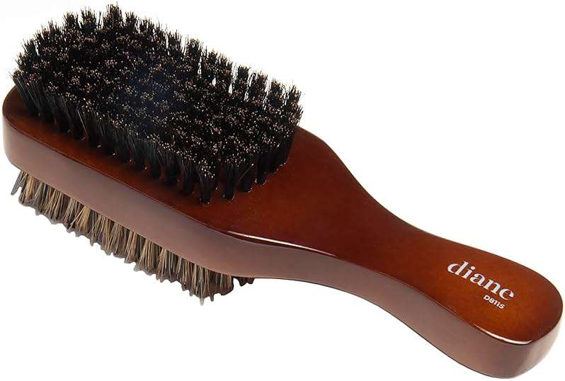 Diane Premium 100% Boar Bristle 2-Sided Club Brush for Men, Medium Firm Bristles for Thick, Curly or Coarse Hair, Mens Brush for Detangling, Smoothing, Wave Styles, Soft on Scalp, Restores Shine - Image 1