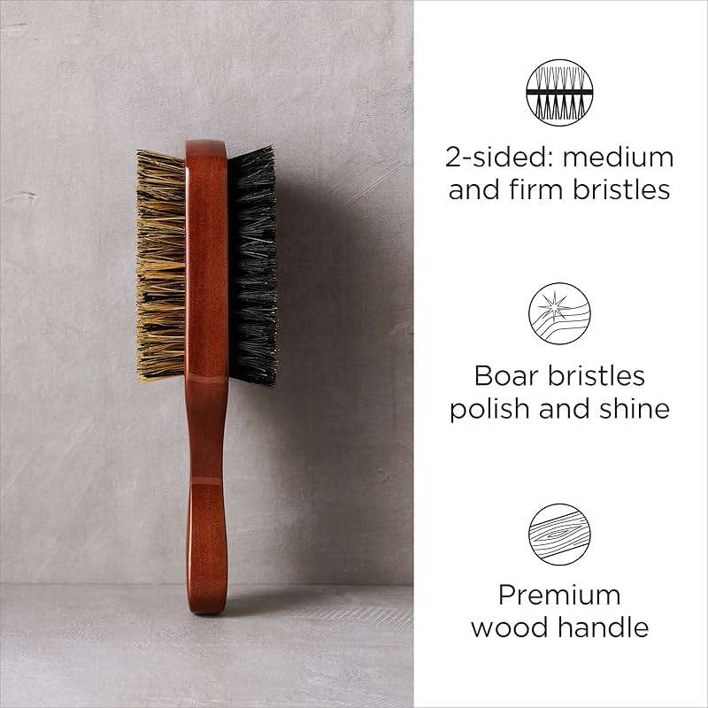 Diane Premium 100% Boar Bristle 2-Sided Club Brush for Men, Medium Firm Bristles for Thick, Curly or Coarse Hair, Mens Brush for Detangling, Smoothing, Wave Styles, Soft on Scalp, Restores Shine - Image 2