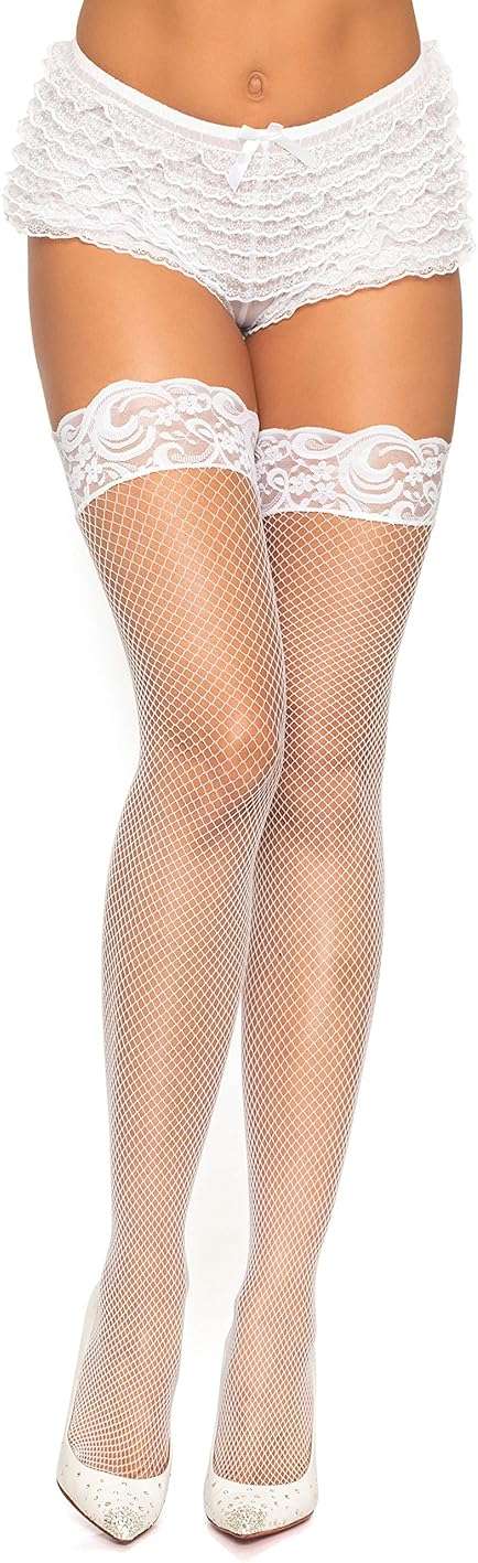 Leg Avenue Womens Stay-up Fishnet Stockings with Backseam - Image 2