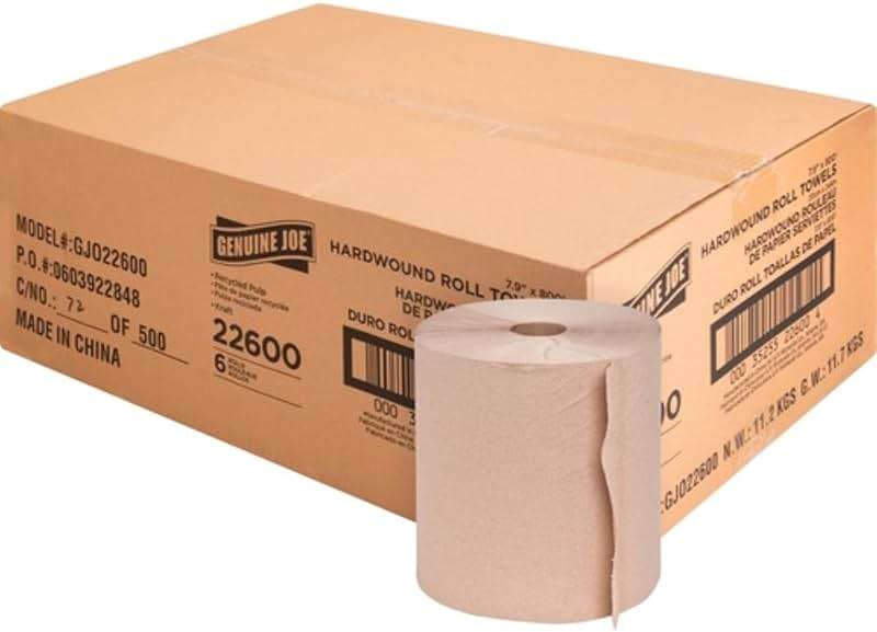 Genuine Joe GJO22600 Embossed Hardwound Roll Towels (Pack of 6) - Image 1