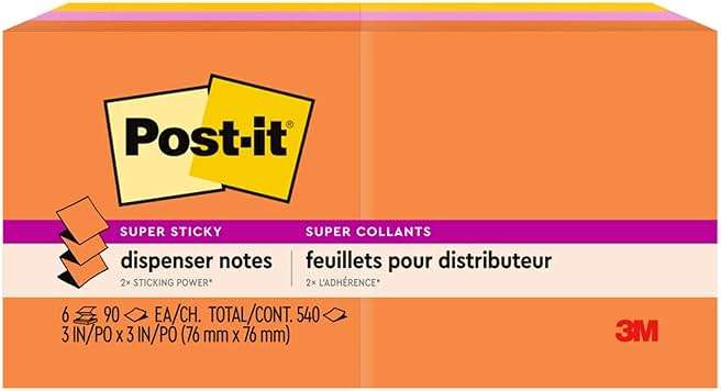 Post-it Super Sticky Dispenser Pop-up Notes, 6 Sticky Note Pads, 3 x 3 in., 2X the Sticking Power, School Supplies and Oﬃce Products, Use with Post-it Note Dispensers, Energy Boost Collection - Image 13