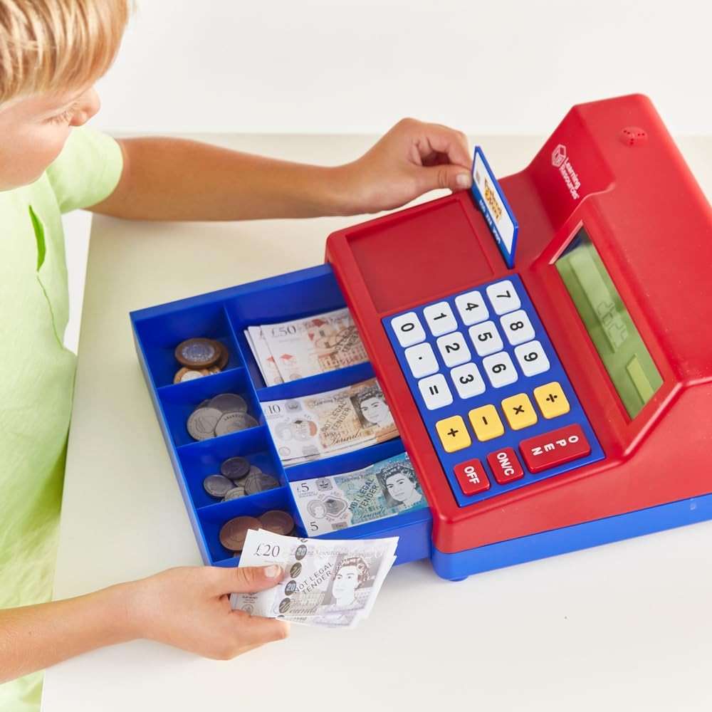 Learning Resources Pretend & Play Calculator Cash Register with Canadian Currency, Classic Counting Toy, Kids Cash Register, 73 Pieces, Ages 3+ - Image 2