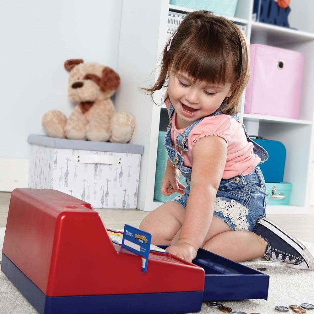Learning Resources Pretend & Play Calculator Cash Register with Canadian Currency, Classic Counting Toy, Kids Cash Register, 73 Pieces, Ages 3+ - Image 4